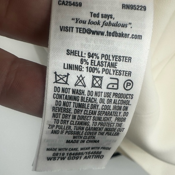 *Ted Baker London Artiro Asymmetrical Shift Dress White With Black Trim Womens 0 - Picture 7 of 8